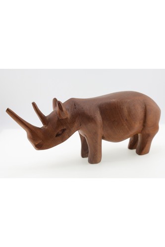 Hand carved wooden rhino - carved,