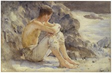 Boy Looking Out to Sea Henry Scott Tuke print in 11 x 14 mount STUNNING
