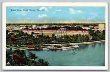 Vintage Postcard Royal Palm Hotel Miami Florida Aerial View Waterfront yachts