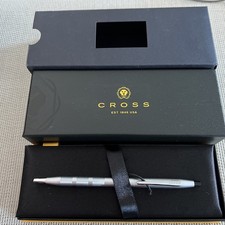 Cross Classic Satin Chrome STYLO BILLE Ball- Point Pen New boxed 