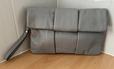 Faith women's Small-medium grey luxury soft leather clutch bag + wristlet