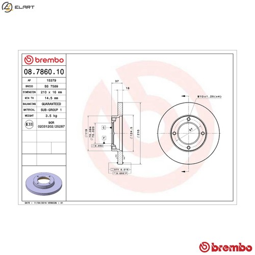 Brake disc 7860 10 - 2x, 08.7860.10