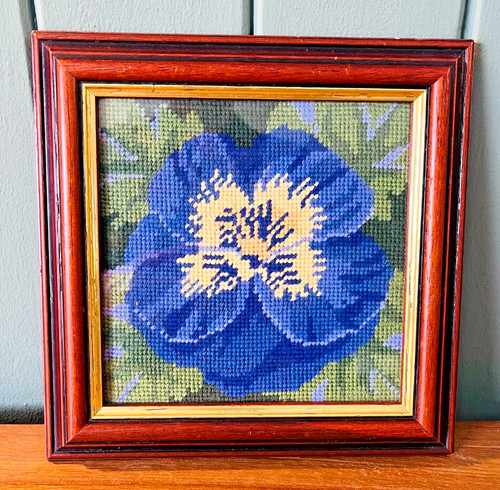 Vintage framed needlepoint - vintage,