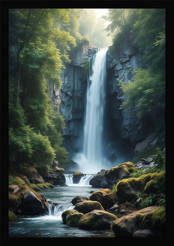 Waterfall beautiful framed - waterfall,