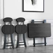 Folding Dining Table and Chairs 3Pcs/Set Outdoor Foldable Cafe Bistro Furniture