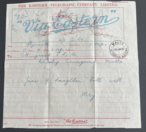 1928 eastern telegram - 1928, to