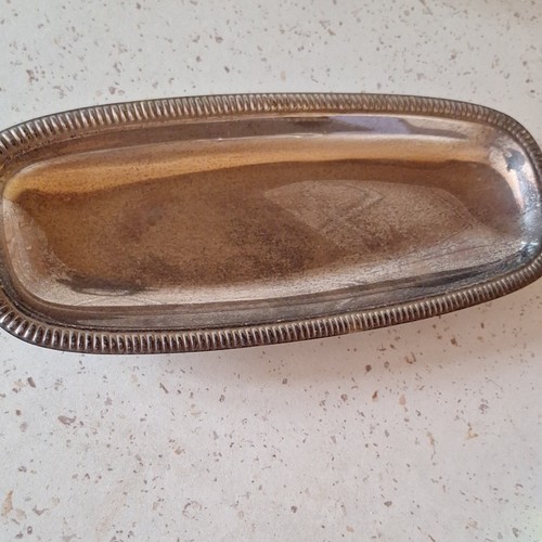 Silver plate metal oval - plate,