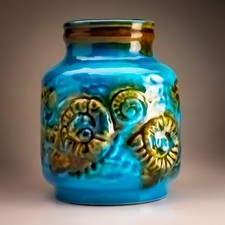 Carstens Tonnieshof Ammonite Vase West Germany Vintage Mid Century Modern Blue