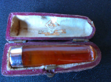 Antique Solid Silver Amber Cheroot With Case Hallmark Date 1901 By Adolph Franka