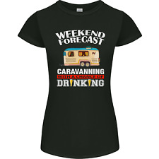 Caravan Weekend Forecast Caravanning Womens Petite Cut T-Shirt