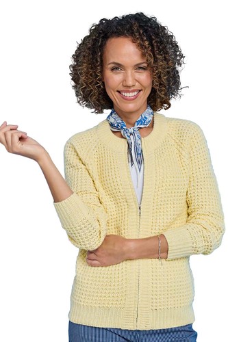 Ladies textured marl knit - knit, zip
