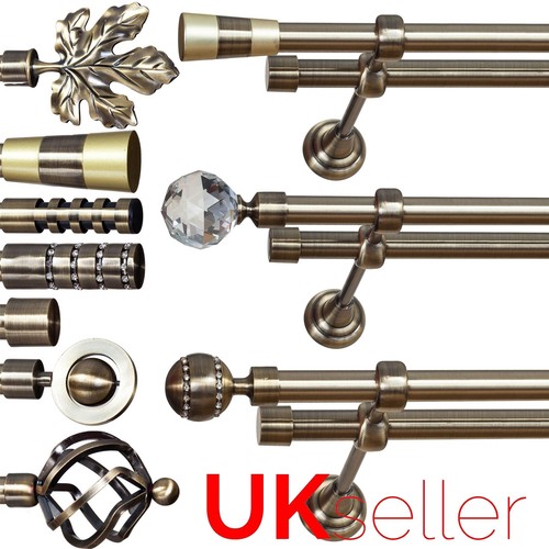 Metal double curtain pole - double,