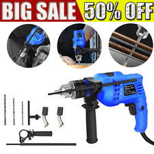 850W Electric Drill 0-3000 RPM Variable Speed 2-in-1 Function 360° Swivel Handle