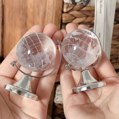 Crystal world globe ornament - crystal,