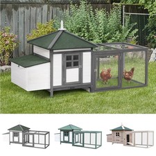 PawHut Chicken Coop Hen Poultry House w/ Nesting Box Outdoor Run Patio Wooden