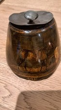 19th Century Horse Hoof Inkwell Painted With Scene Of Horse Entitled "Joe".