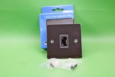 Volex 1G 2 Way 10AX Light Switch Flat Plate Polished Black Nickel (SS2)