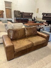Halo Timothy Oulton Brown Real Leather Two Seater Sofa