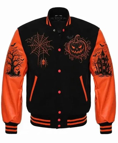 Halloween varsity jacket black - halloween,