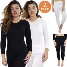 2,3 Pack Ladies Thermal Underwear Long Sleeve Vests Long John Winter Warm Bottom