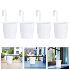  4 Pcs Railing Pot Hanging Flower Planter Balcony Flowerpot Planters