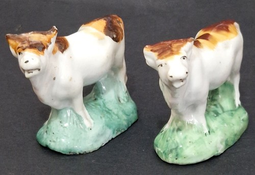 Vintage miniature pottery cow - vintage,