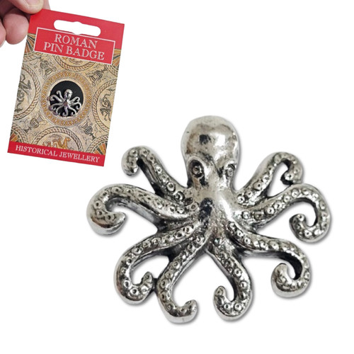 Octopus pin badge pewter roman - pin,
