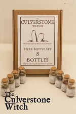 Herb Bottles Box Set of 8 - Witch Wicca Pagan Witchcraft Charm Spells Ritual