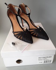 Roland Cartier Dazzled Black Fabric Pointed Strap Heels UK 7