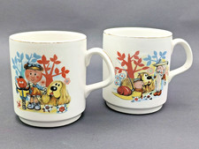 Vintage 1967 PAIR Ceramic Mugs The Magic Roundabout  Serge Danot BBC Tv Series
