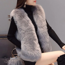 Ladies Faux Fur Waistcoat Coat