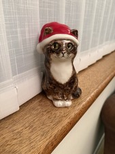 Winstanley Christmas Tabby Cat Sitting With Christmas Hat