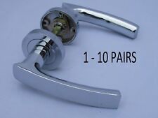 CHROME silver MODERN LEVER Door Handles ON ROUND ROSE Interior D1