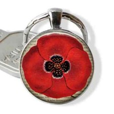 Red Poppy Flower Keyring