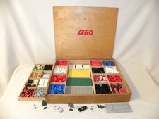 VINTAGE TOY OLD LEGO WOODEN BOX SYSTEM SET WOODEN BOX HO 1/87 VW COX +