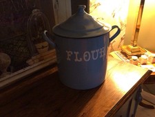 Enamel Flour Container Vintage.