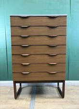 Mid Century Tallboy Chest Of Drawers By Europa -Courier Delivery 