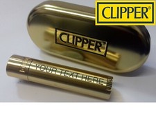 CLIPPER Engraved GOLD Personalised Steel Metal Lighter Birthday Christmas Gift