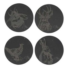 Set of 4 Engraved Slate Animal