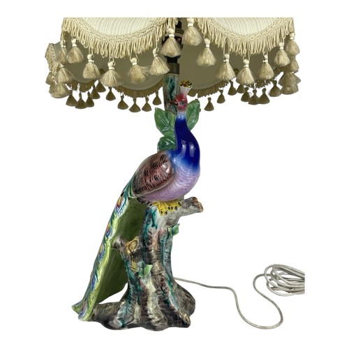 Vintage ceramic peacock table - ceramic,