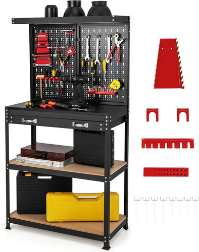 Workbench with pegboard metal - with,