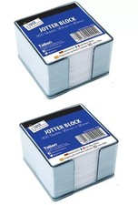 2 x 400 Loose Sheet Desk Jotter Memo With Block Cube Organiser 80mm x 80mm
