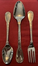 Trio Of Large Vintage Italian Silver Plated Serving Spoons & Fork c.1980’s