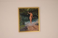 Original Swedish Oil on Canvas – “Woman in Stream” by Hans T. Forsberg
