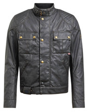 Belstaff Men's Black Brooklands 2.0 Wax Cotton Waterproof Motorcycle Jacket New