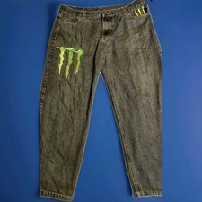 Vintage Monster Energy Pants denim (Jeans) Mens 42 Black 