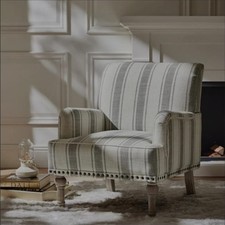 Striped Grey Accent Chair