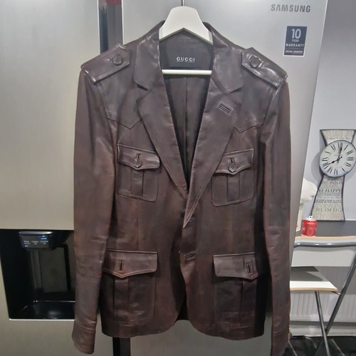 Gucci brown leather blazer - leather,