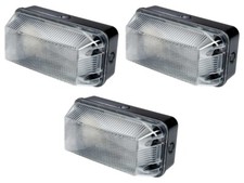 3 x Polycarbonate Rectangular Bulkhead Light Fittings IP65 B22