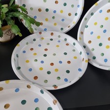 Set Of 4 Used Emma Bridgewater Polka Dot Metal Trays Round Used Serving 